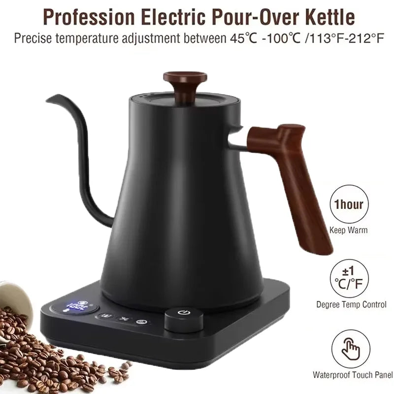Electric Kettle 0.9L Temperature Control Stainless Steel Inner Quick Heating 1200W Electric Kettles for Pour Over Coffee Tea