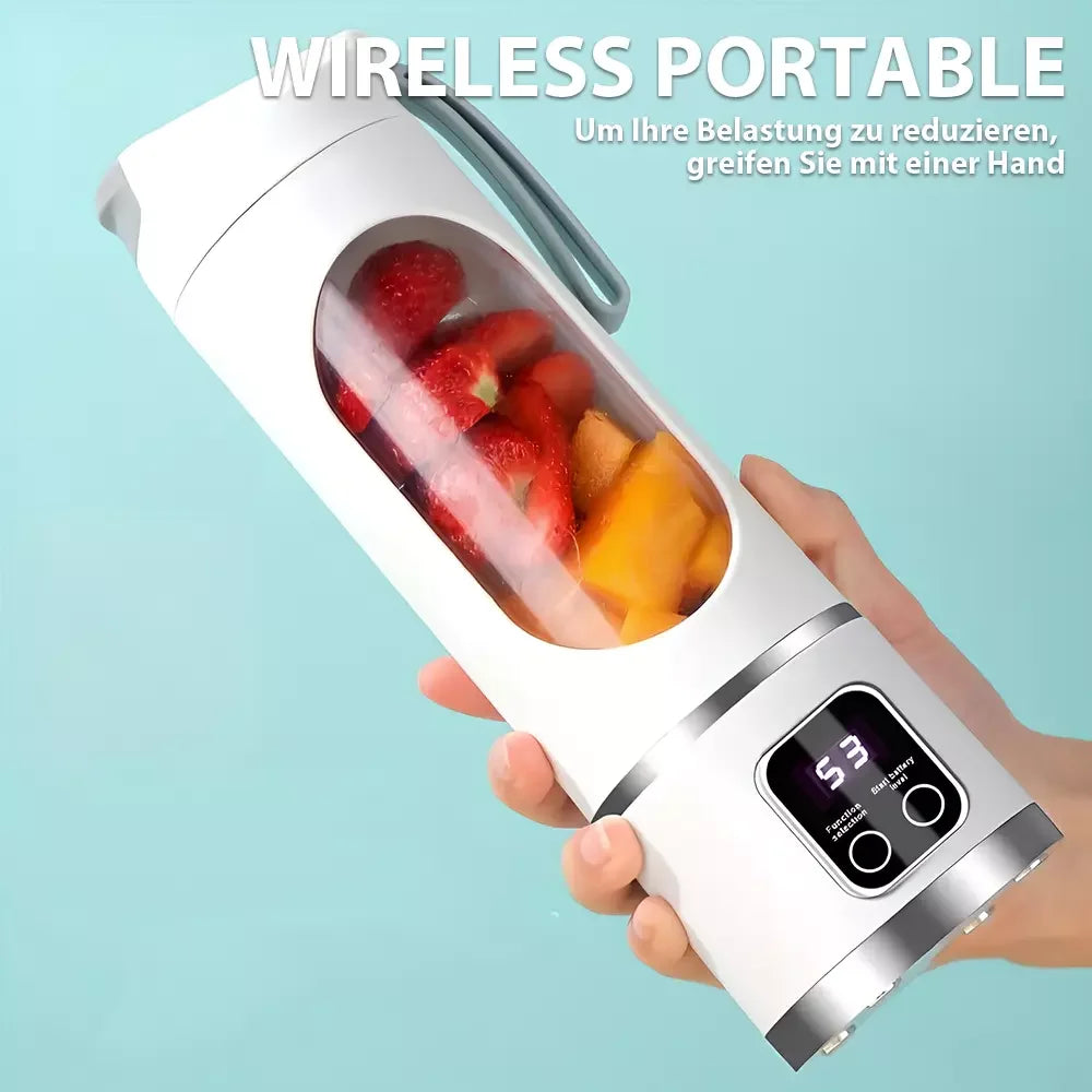 450ml Portable Juicer with LED Digital Display USB Charging Outdoor Juicing Cup Home Multifunctional 12-Blade Blender 1500mAh