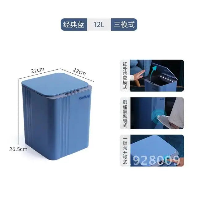 20L Smart Induction Trash Can Kitchen Bathroom Waterproof Automatic Cleaning Dustbin Trash Smart LED Home Sensor Bin with Light