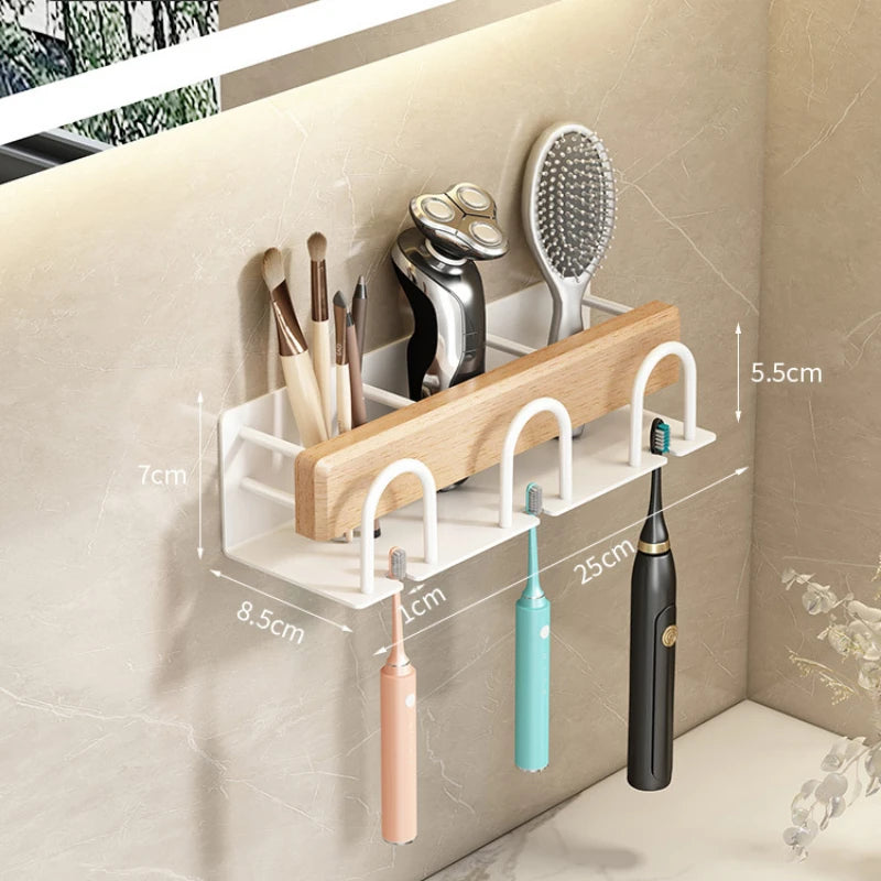 Bathroom Toothbrush wall mounted holder Walnut wood storage rack bathroom organizer toothbrush storage Toothpaste Holders