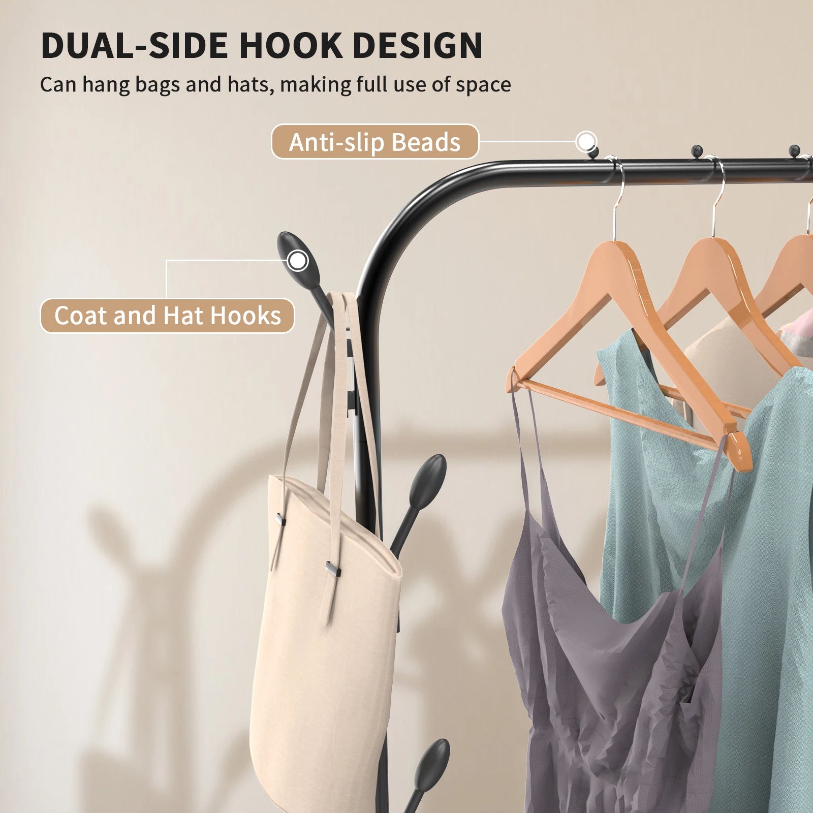 Pole Clothes Rack High-capacity Living Room Bedroom Coat Racks Household Floor Type Hanger Balcony Assembled Clothe Drying Shelf