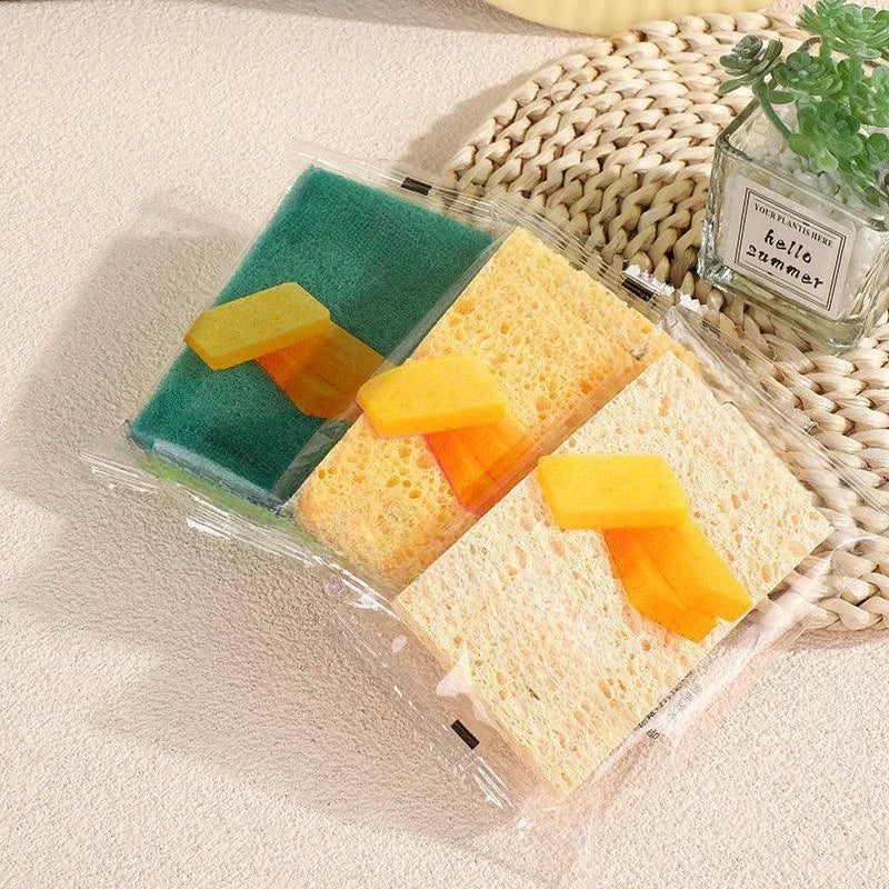 5PCS Kitchen Thickened Wood Pulp Cotton Sponge Cleaning Non-oil Sponge Block for Dishwashing Utensils Cleaning Cloth Dish Brush