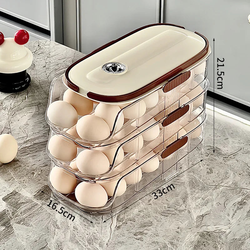 1 pcs egg storage box automatic rolling refrigerator egg rack storage handheld stackable egg refrigerator side door Storagerack