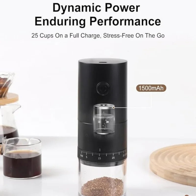 2024 New Portable Electric Coffee Grinder 38 Gears Adjustment Ceramic Filter Long Battery Life One-Button Start Bean Grinder