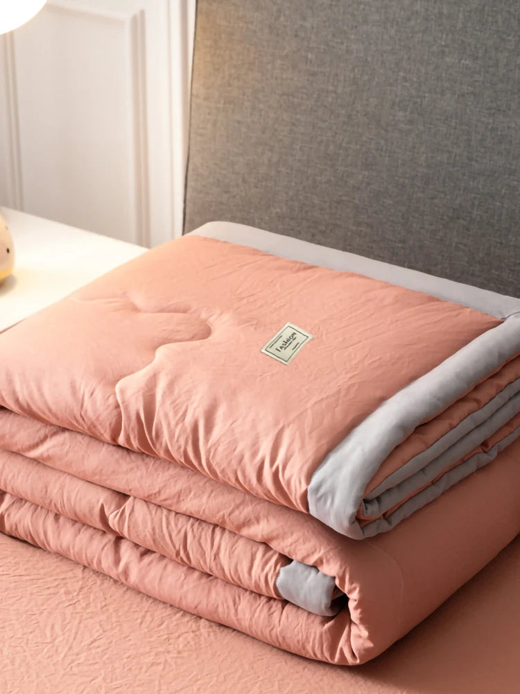 Zomer Airconditioning Quilt Gewassen Katoen Gooi Deken Quilten Dunne Dekbed Cooling Dekbed Gewatteerde Quilt Effen Kleur