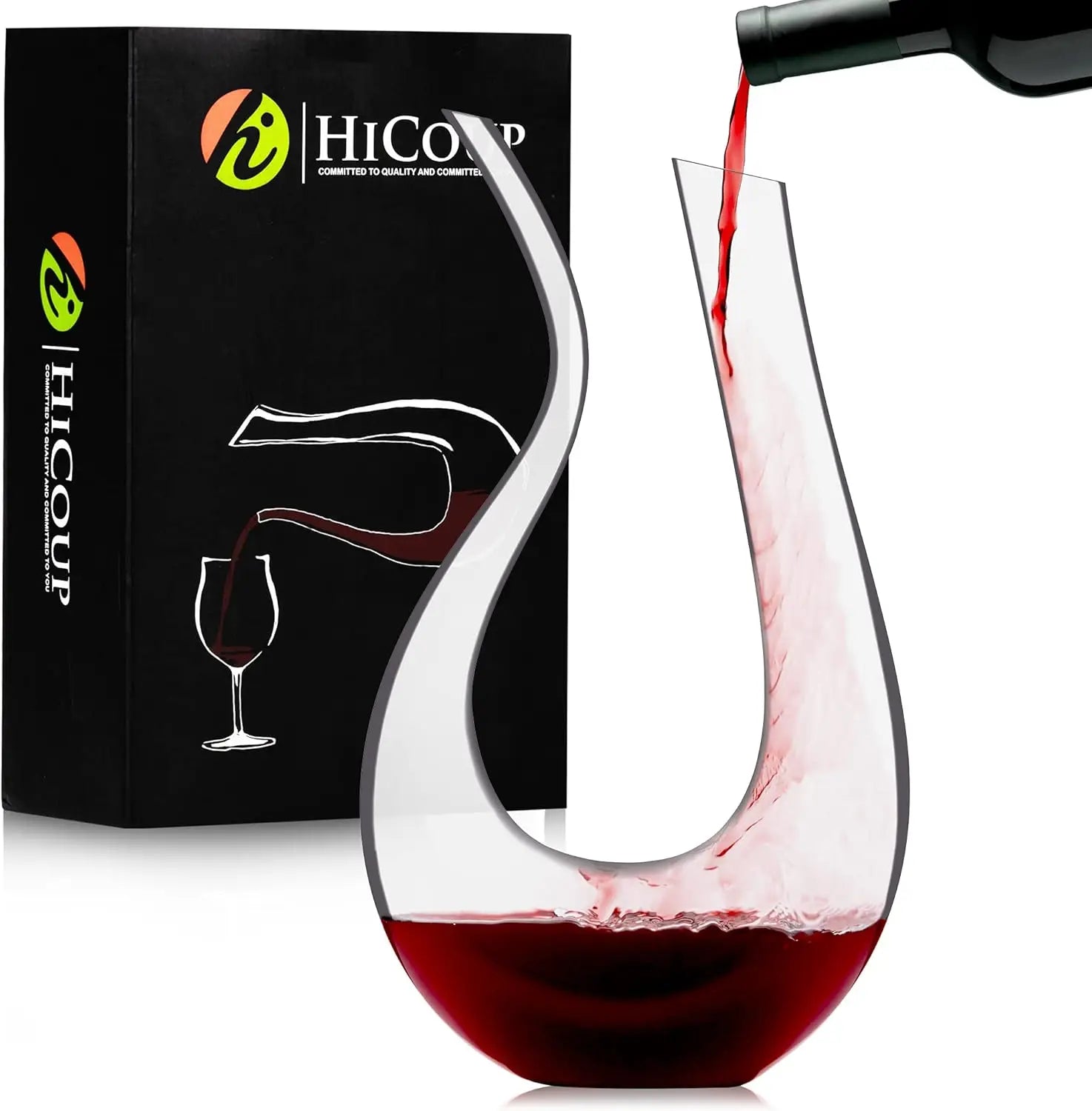 Red Wine Decanter with Aerator 750mL Crystal Glass Wine Carafe and Purifier for Home Bar