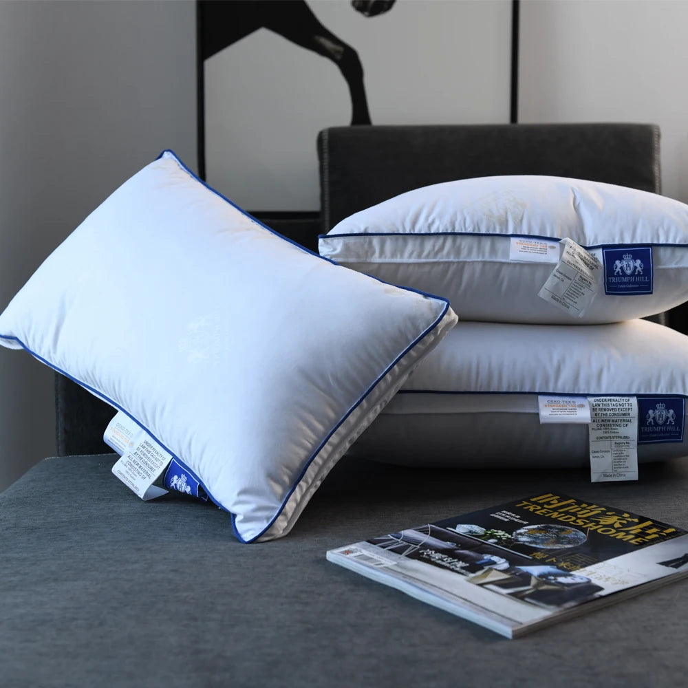 Down Pillow 100% Goose Down Feather Household Down Pillow Three layer down+feather+down pillow size height can be customized