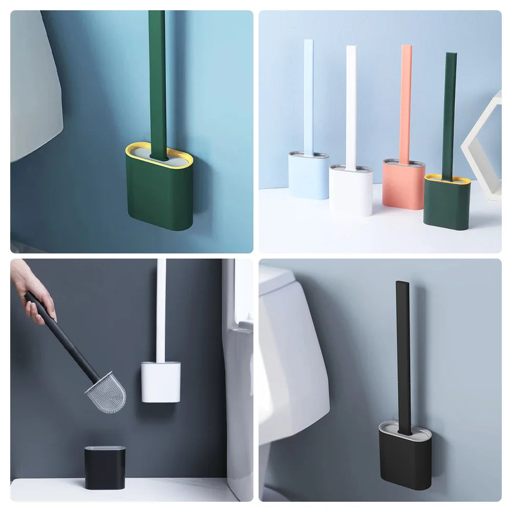 And Bathroom Holder Set Silicone Toilet Brush