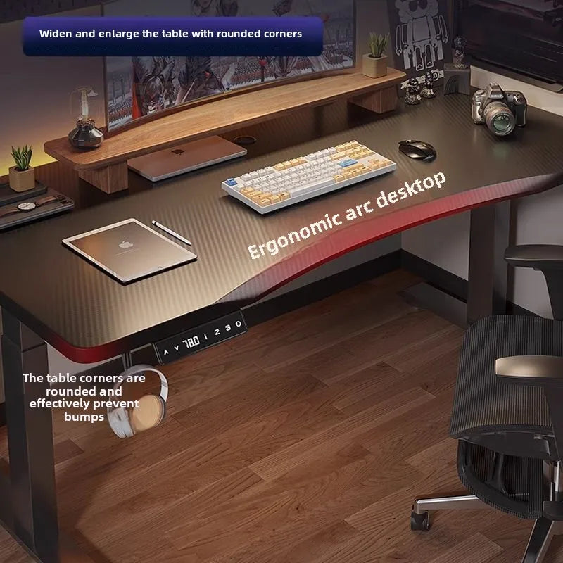 Electric Height Adjustable Desk Workstation Smart Curved Computer Desk Home Adjustable Office Desk Gaming Table desks tables