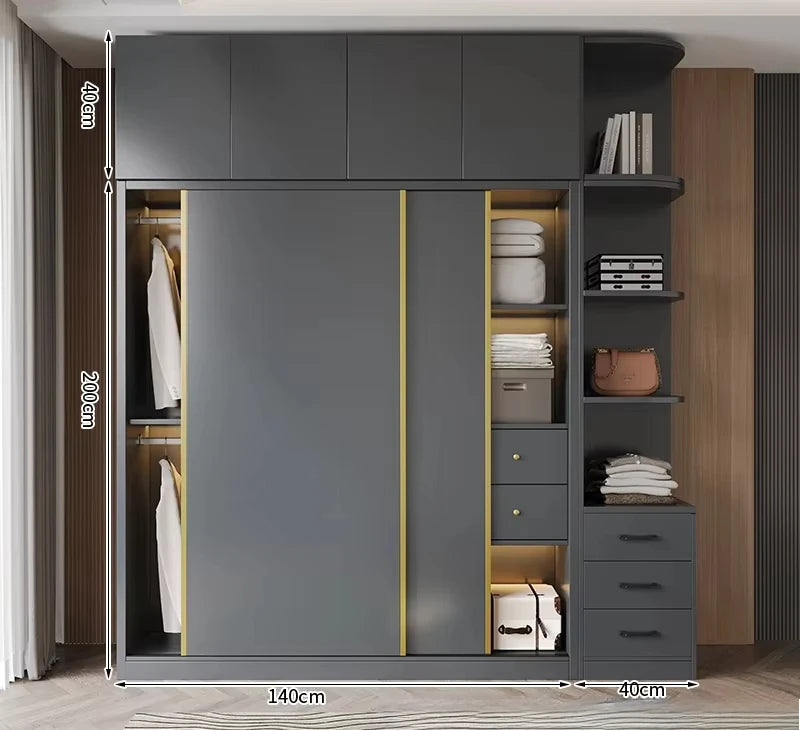 Clothes Girls Wardrobe Storage Gold Black Modern Display Wardrobe European Multifunction Vitrinas Cristal Expositoras Furniture