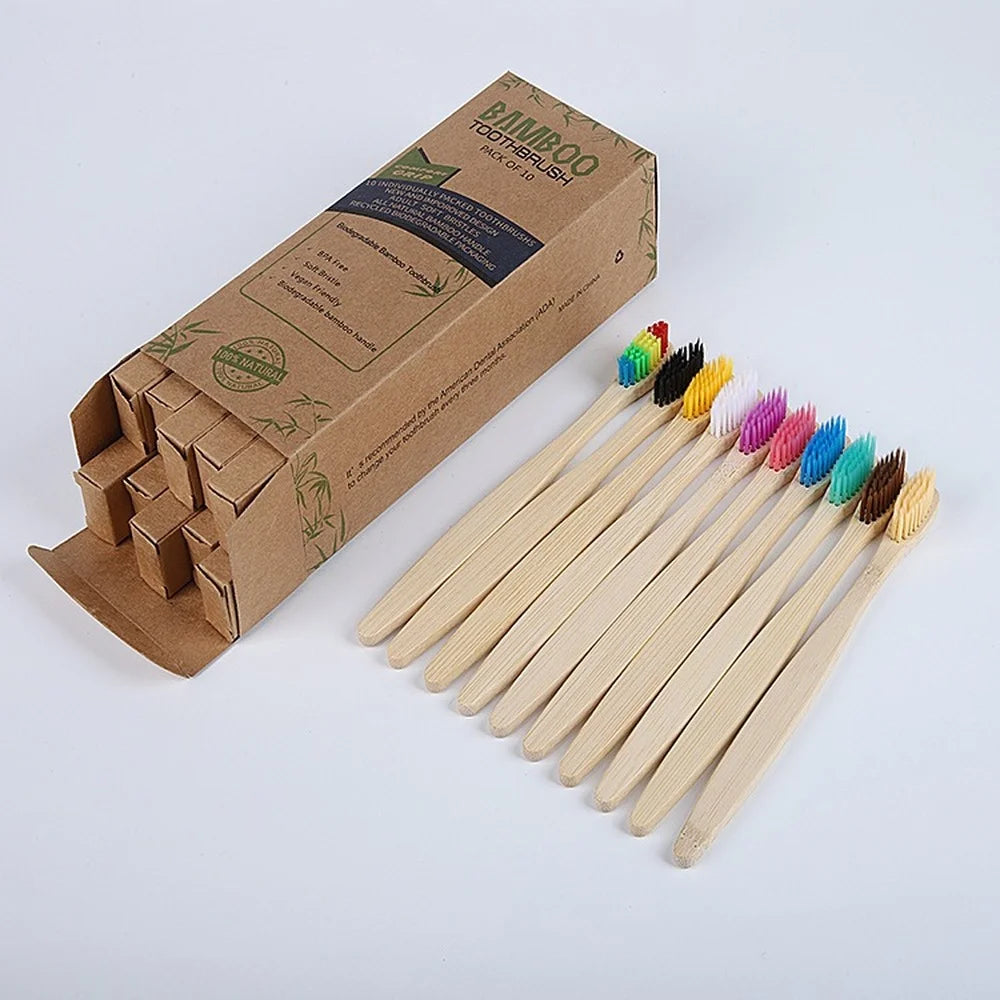 10/20/30/50/100PCS Colorful Toothbrush Natural Bamboo Tooth Brush Set Soft Bristle Charcoal Teeth Eco Bamboo Toothbrushes