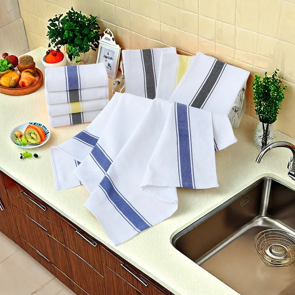 Herringbone Striped Dish Towels Highly Absorbent Kitchen Towels Reusable Bar Restaurant Cleaning Cloth Napkins Oversized 19X28In