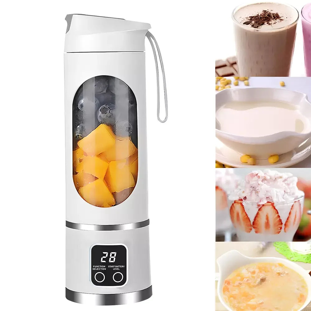 450ml Portable Juicer with LED Digital Display USB Charging Outdoor Juicing Cup Home Multifunctional 12-Blade Blender 1500mAh