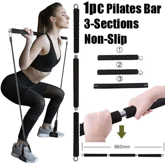 Workout Bar Fitness Resistance Bands Set