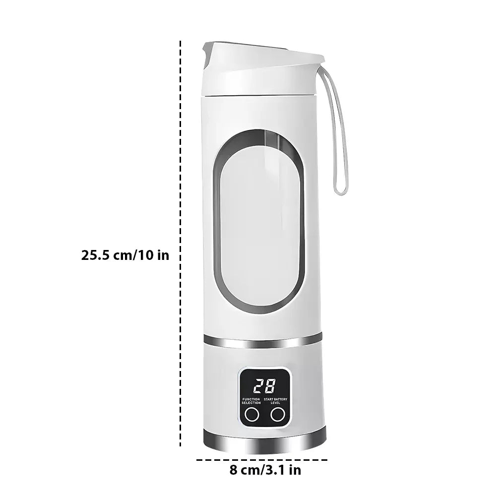 450ml Portable Juicer with LED Digital Display USB Charging Outdoor Juicing Cup Home Multifunctional 12-Blade Blender 1500mAh