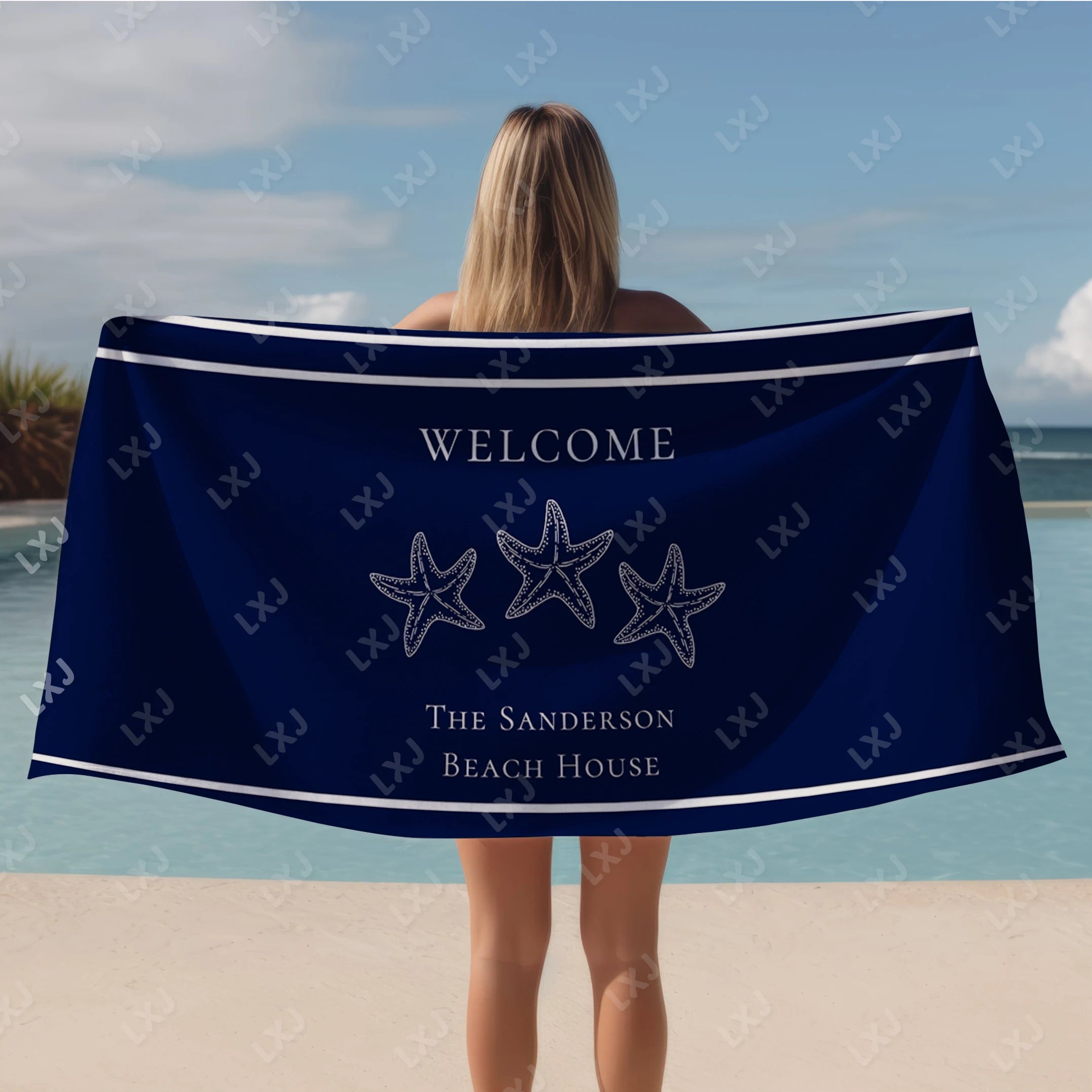 Custom Beach Towel Quick Dry Sand Free Personalized Boat Name Bath Towel for Adults Kids Nautical Gifts Yacht Beach Accessories