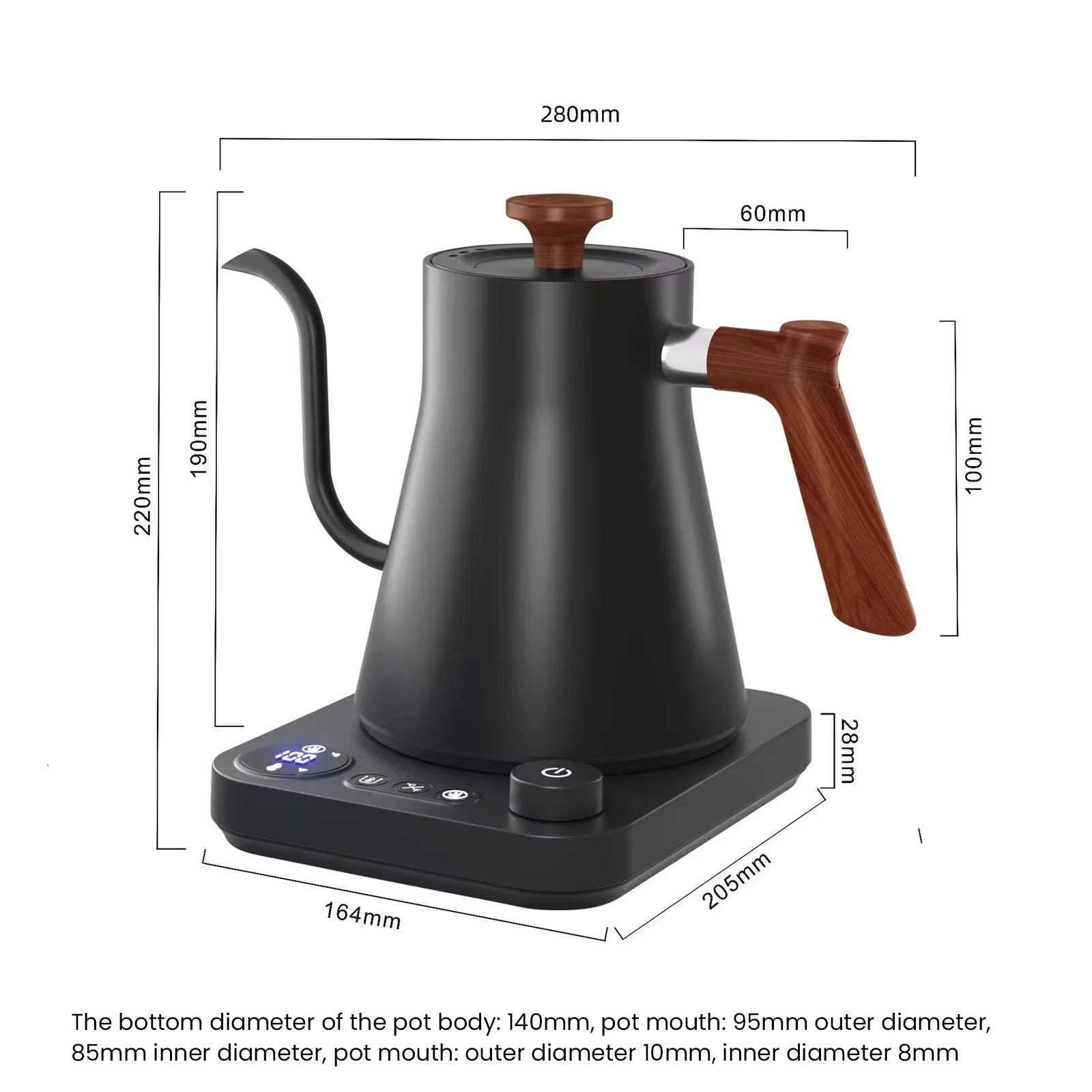 Electric Kettle 0.9L Temperature Control Stainless Steel Inner Quick Heating 1200W Electric Kettles for Pour Over Coffee Tea