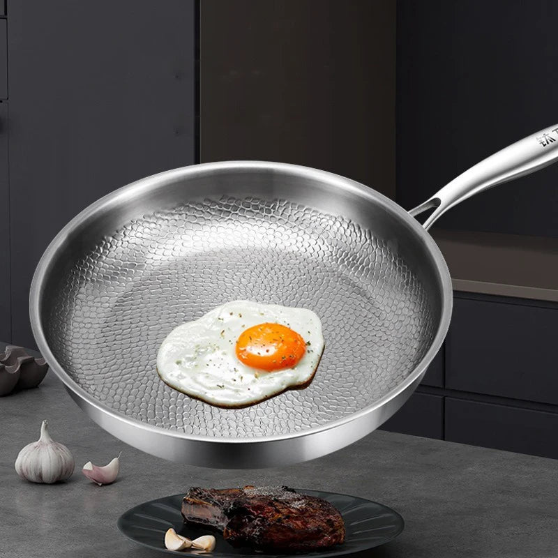 German Titanium Alloy Frying Pan Uncoated Fish Scale Hammer Pattern Non Stick Pan Household Steak Frying Pan Kitchen Cookware