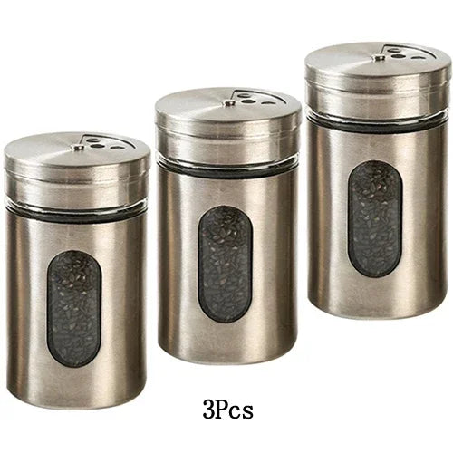 Stainless Steel Seasoning Spice Storage Box Condiment Bottles Shaker Jars Organizer BBQ Cooking Herbs Toothpick Holder