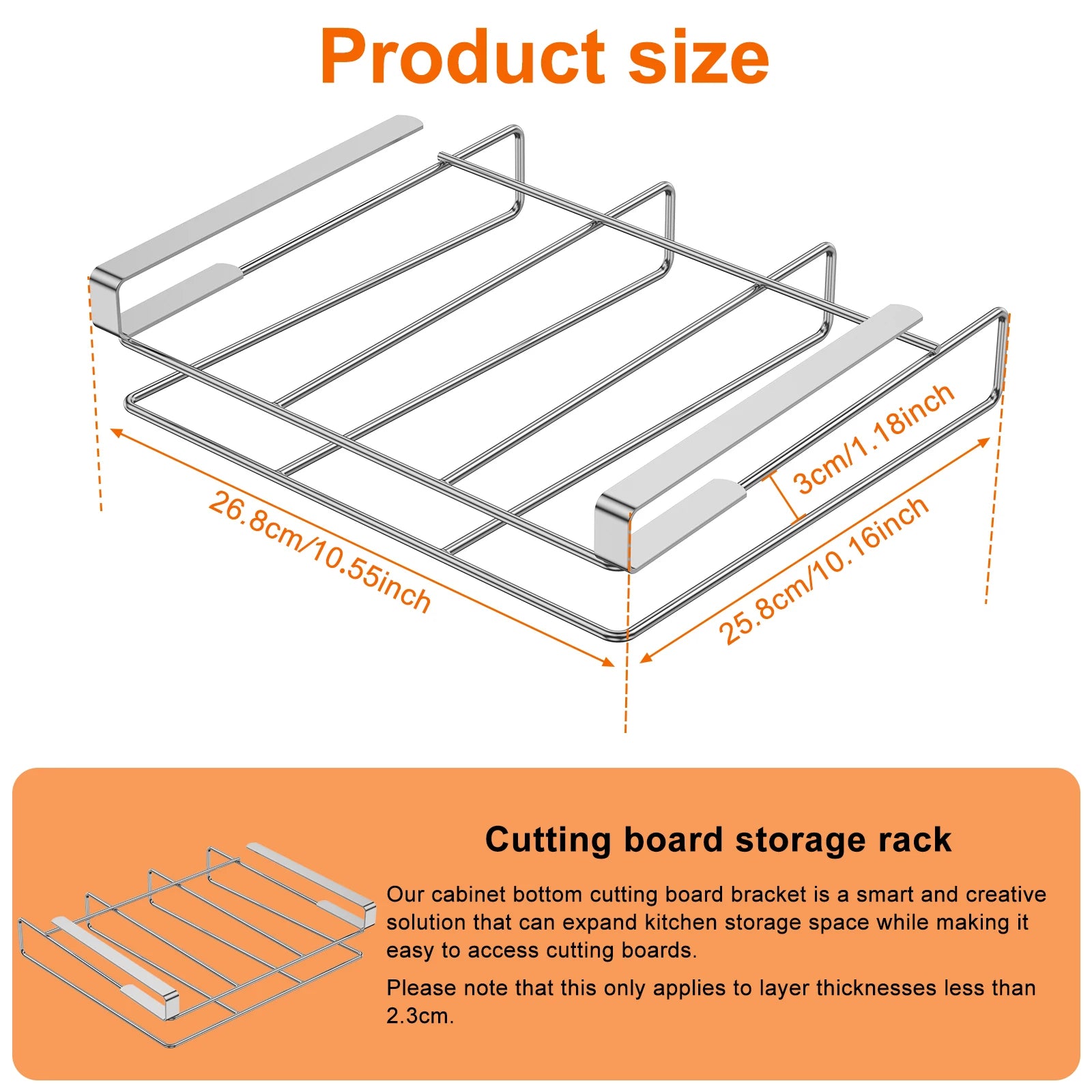 Under Cabinet Cutting Board Organizer Holder Kitchen Hanging Chopping Board Pot Lid Kitchenware Storage Rack Stainless Steel