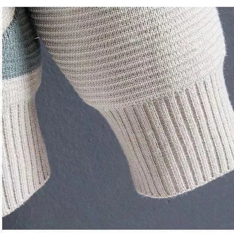 2023 Autumn Winter Men's V-neck All-match Patchwork Pocket Knitted Cardigan Fashion Casual Elegant Commuter Long Sleeve Sweater