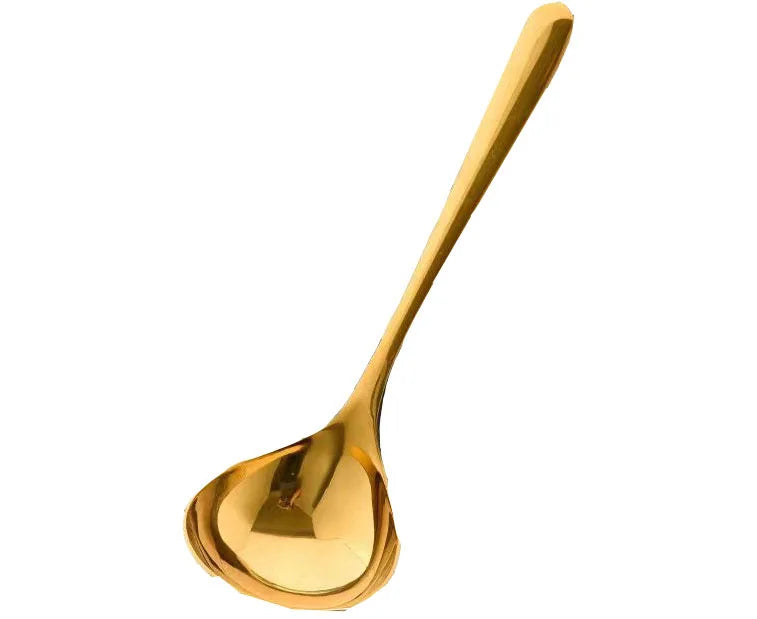 3/5PCS 20CM Extra Large 304 Stainless Steel Soup Ladle Cooking Tool Gold Scoop Tablewares Gold Plated Soup Serving Spoon