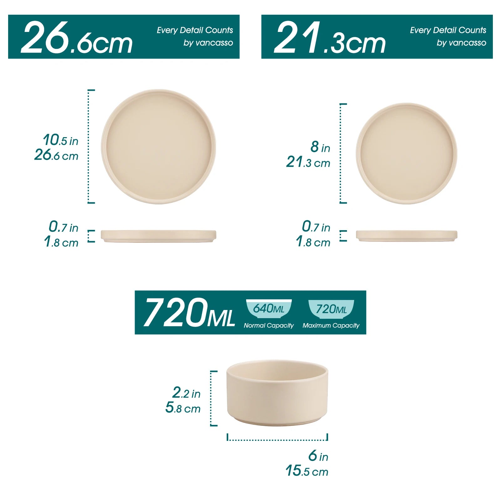 vancasso 12/24 Piece CREAM WHITE Stoneware Tableware Set Dinner Plates Set with Dinner/Dessert Plate/Bowl Dinnerware Sets