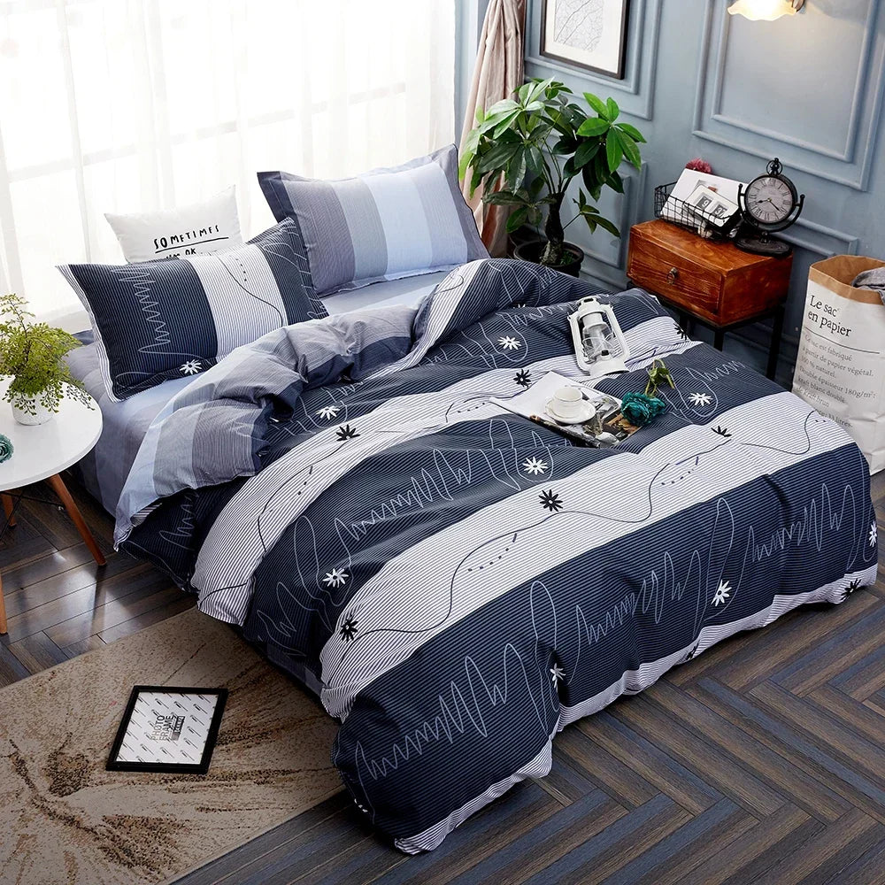 Bohon Paisley Duvet Cover Set Black White Print 3pcs Bedding Sets Luxury Pillow Case Queen and King Size Cotton Bedding Sets