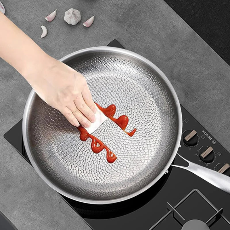 German Titanium Alloy Frying Pan Uncoated Fish Scale Hammer Pattern Non Stick Pan Household Steak Frying Pan Kitchen Cookware