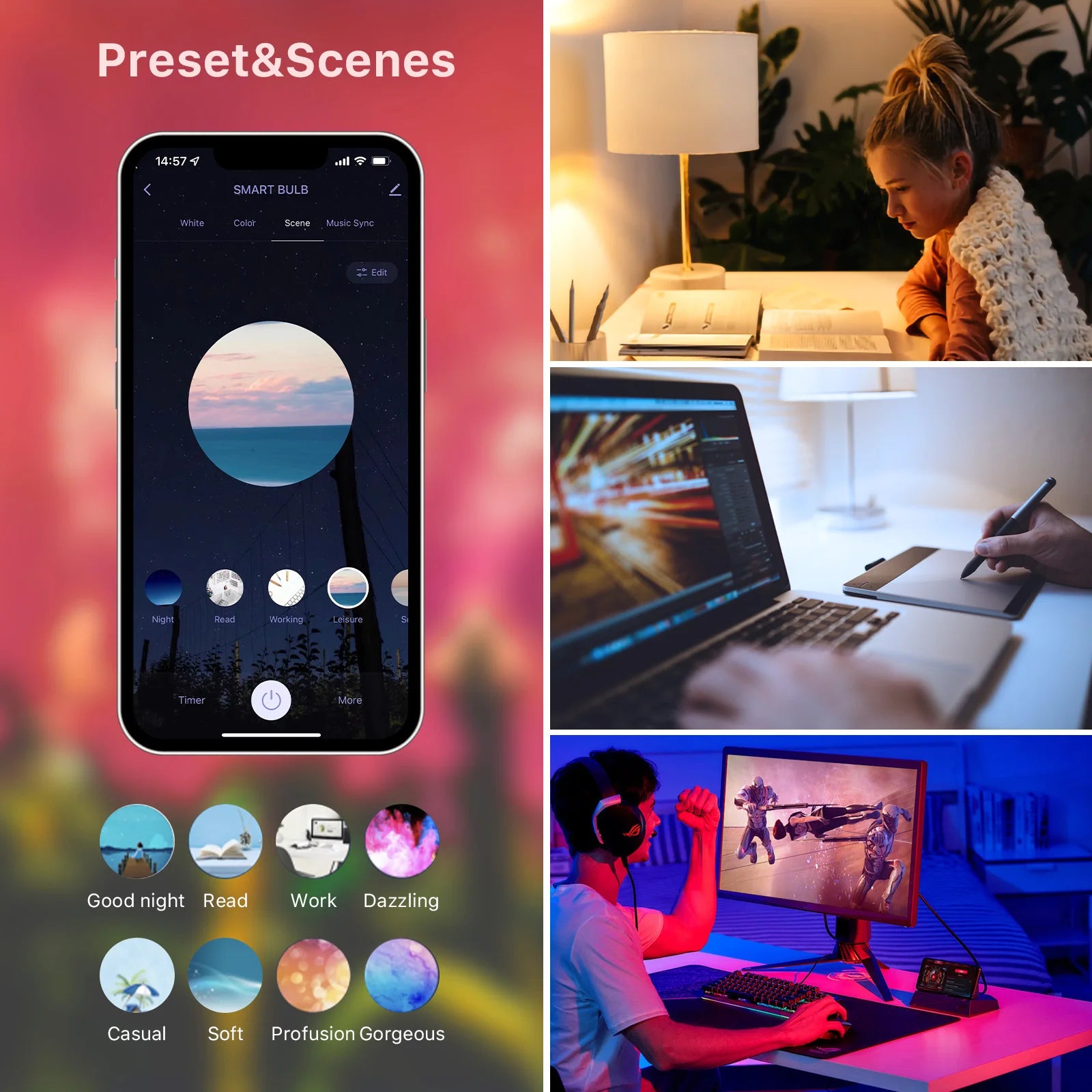 2pcs Smart Light Bulb B22 Bayonet 220V Colour Changing Light Compatible with Echo Alexa Google Home 9W RGBCW Bluetooth WiFi