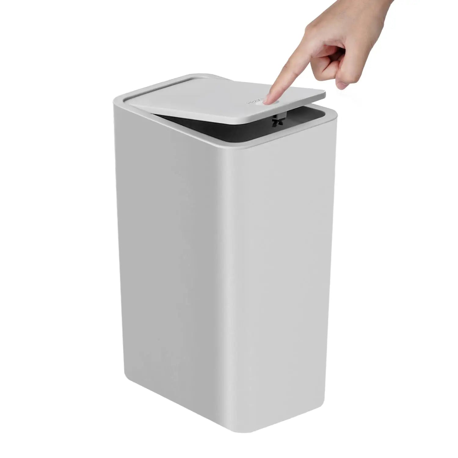 Bathroom Trash Can-10L Small Garbage Can with Press Top Lid for Toilet,Bedroom,Living Room โ Plastic Wastebasket with Pop-up Lid