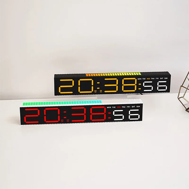 LED Alarm Clock Colorful Table Clock with Rhythm Light RGB Lamp Pickup Light Sound Control Music Rhythm Desktop Clock Home Decor