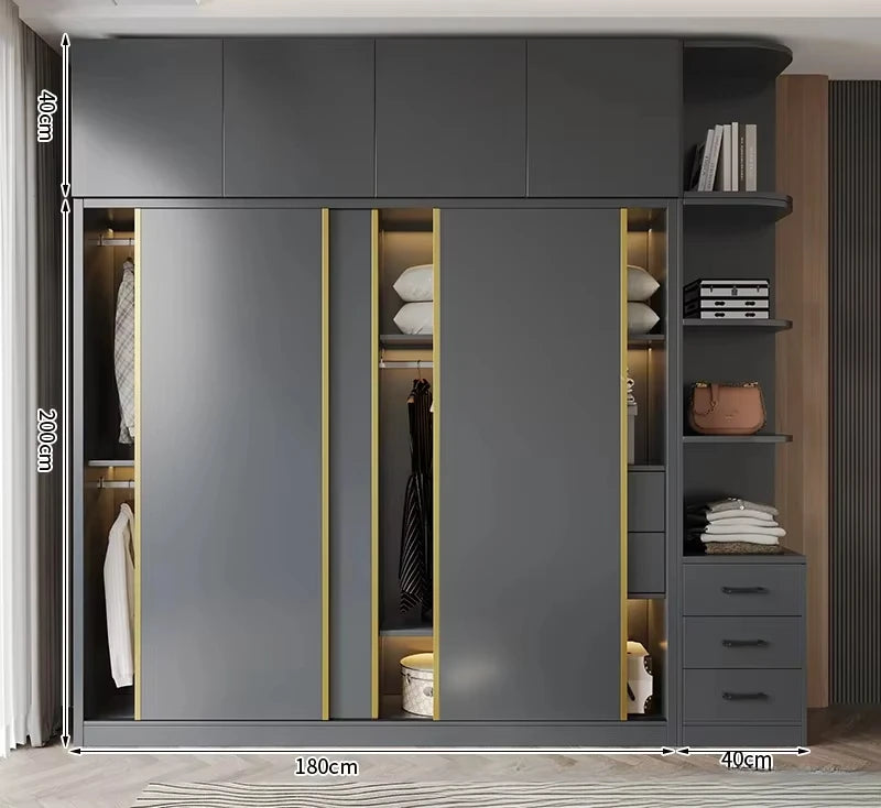 Clothes Girls Wardrobe Storage Gold Black Modern Display Wardrobe European Multifunction Vitrinas Cristal Expositoras Furniture