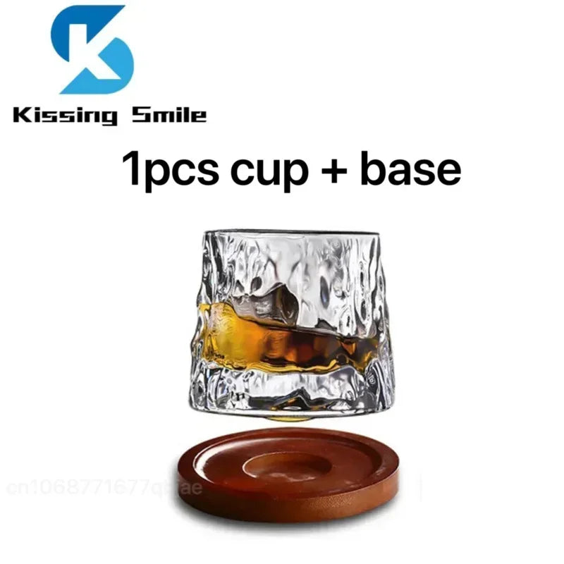 Creative Whiskey Glasses Durable Spinning Glassware Cocktails Wine Brandy Cup Water Juice Tea Mug Party Drinking Glass Tumbler