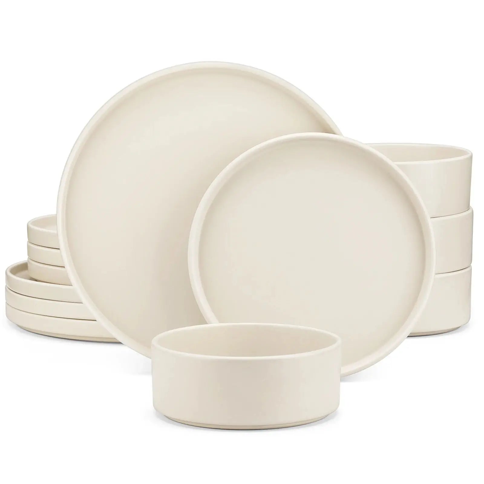 vancasso 12/24 Piece CREAM WHITE Stoneware Tableware Set Dinner Plates Set with Dinner/Dessert Plate/Bowl Dinnerware Sets