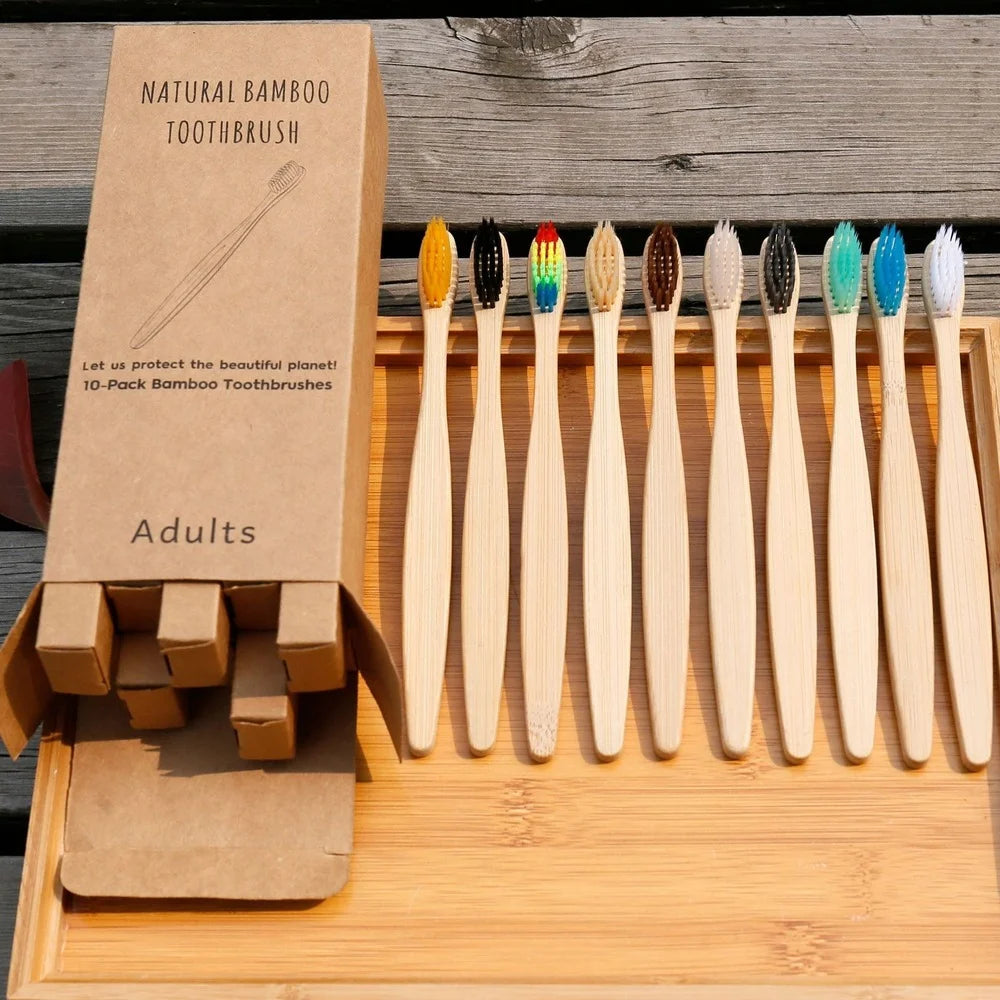 10/20/30/50/100PCS Colorful Toothbrush Natural Bamboo Tooth Brush Set Soft Bristle Charcoal Teeth Eco Bamboo Toothbrushes