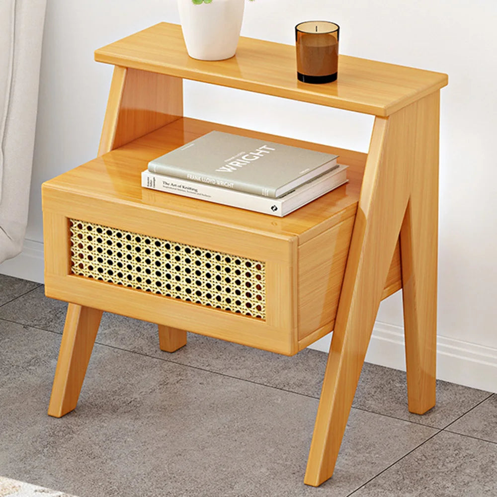 Bedroom Wooden Bedside Table Cupboard Nightstand with Drawer Storage Furniture