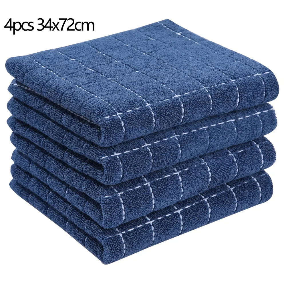 Olanly 4/6pcs 100% Cottton Kitchen Towel Absorbent Dishcloth Ultra Soft Kitchen Cloths Drying Hand Towels Home Cleaning Tools
