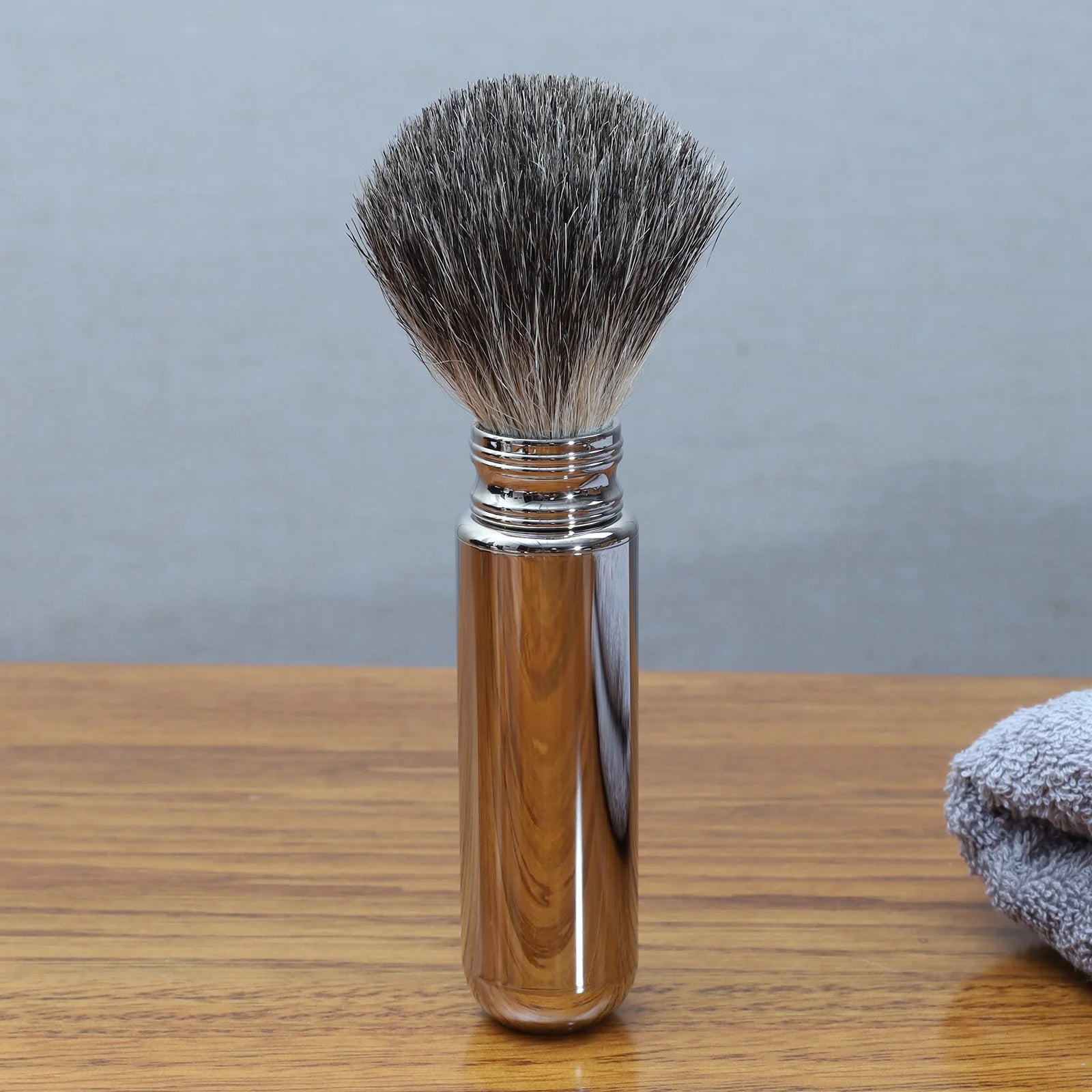 Magyfosia Pure Badger Hair Brush Aluminium Tube Holder for Men's Mustache Shaver and Barber Beard Tool Travel Gift Set