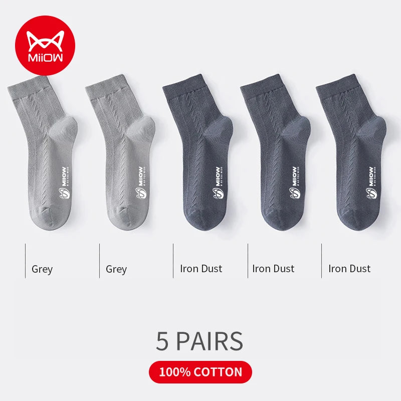 MiiOW 5 Pairs/Lot Cotton Socks Men's Casual Dress Socks Printing Winter Warm Long Male High Quality Colorful Socks For Man Gift