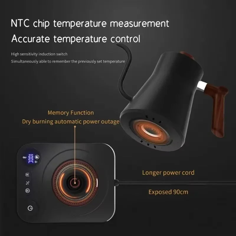 Electric Kettle 0.9L Temperature Control Stainless Steel Inner Quick Heating 1200W Electric Kettles for Pour Over Coffee Tea