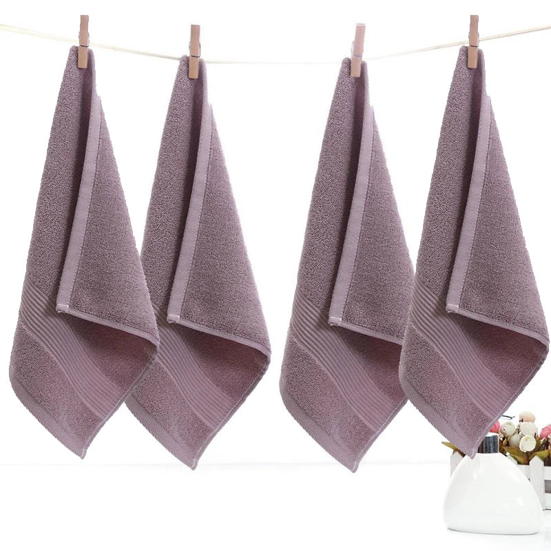 4pcs Thickened Plain Cotton Square Towels Washcloths Solid Color Hand Wipe Towels Bathroom Accessory