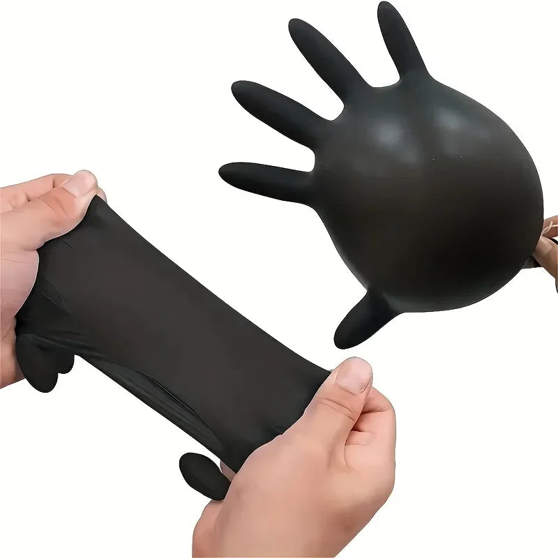 100/50/20 black nitrile gloves, thick disposable cleaning gloves, hair salon waterproof tattoo dishwashing gloves