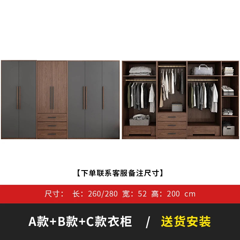 Black Modern Handles Wardrobes Design Eco Doorable Organizer Closet Wardrobe Bedroom Storage Clothes Armario Bedroom Furniture