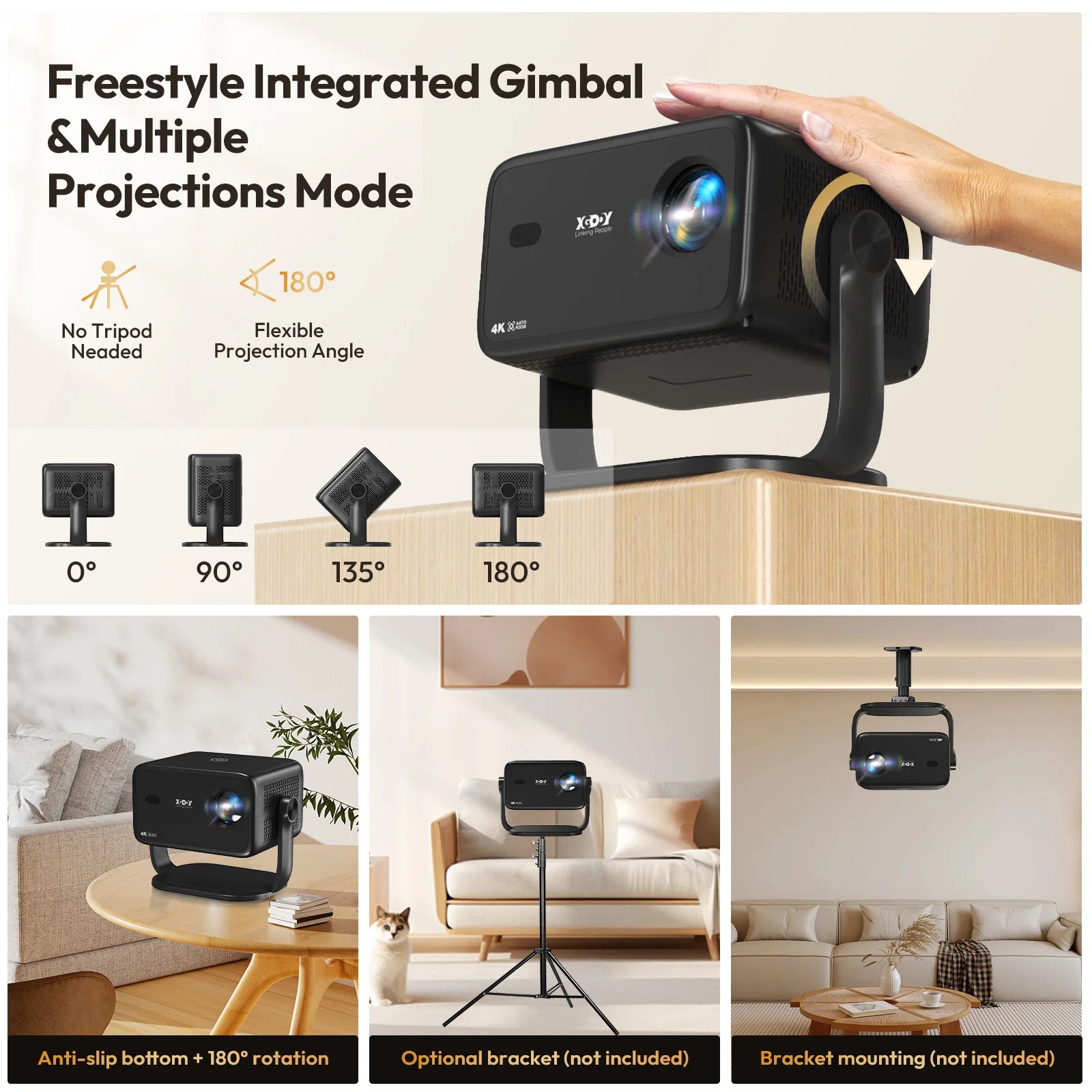 Android Projector 18000LMS 1080p 4k 3D 5G WiFi Auto Focus Video Home Theater BT
