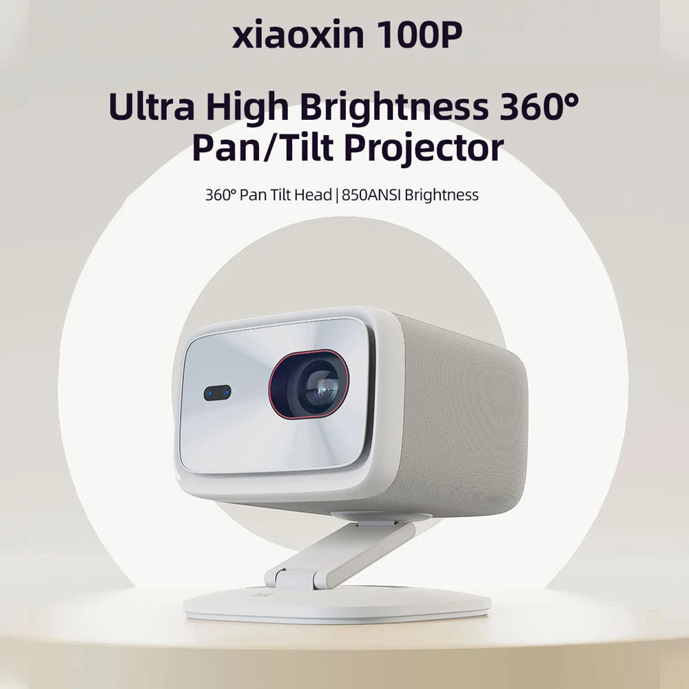 Original Lenovo Xiaoxin 100P Projector 850 ANSI Auto Focus Wifi6 Smart Home Theater 360 PTZ Support 4K HD Portable Projector