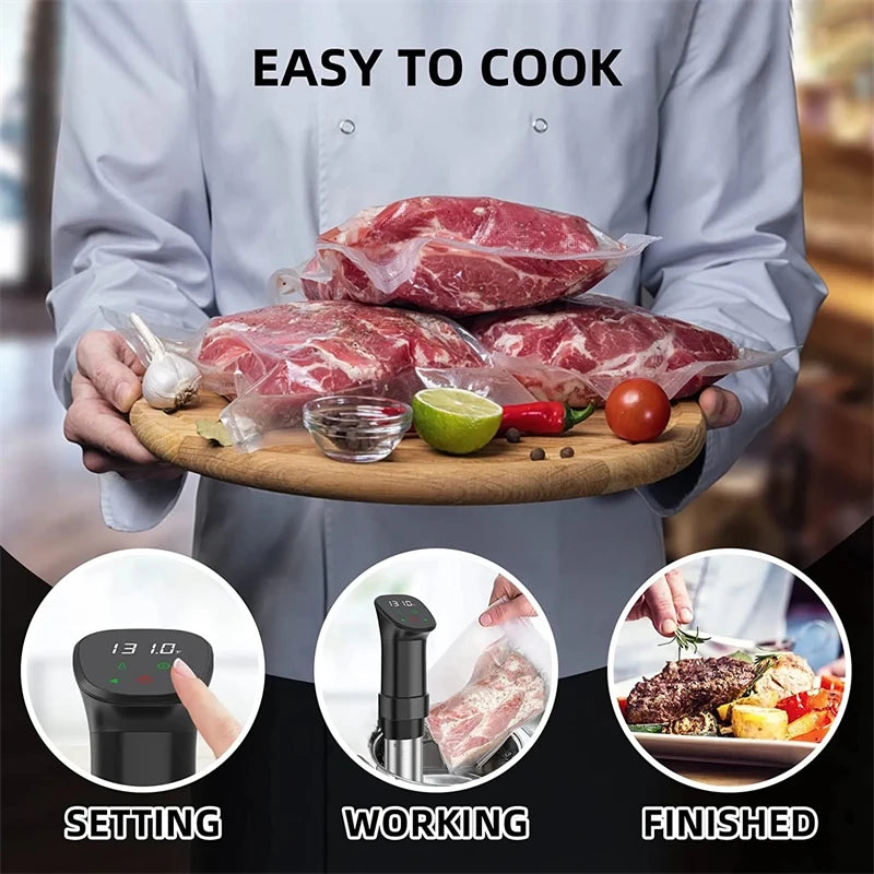 1100W Sous Vide Cooker LCD Touch Digital Display Immersion APP Control Circulator Accurate Cooking Vacuum Smart Slow Cooker