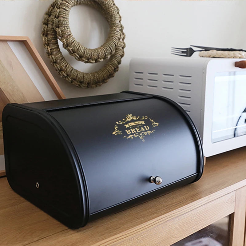 Large Capacity Bread Box Stainless Steel Storage Bin Holder Kitchen Container Case Vintage Dispenser Home Accessories