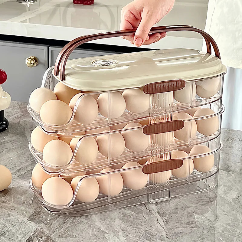 1 pcs egg storage box automatic rolling refrigerator egg rack storage handheld stackable egg refrigerator side door Storagerack