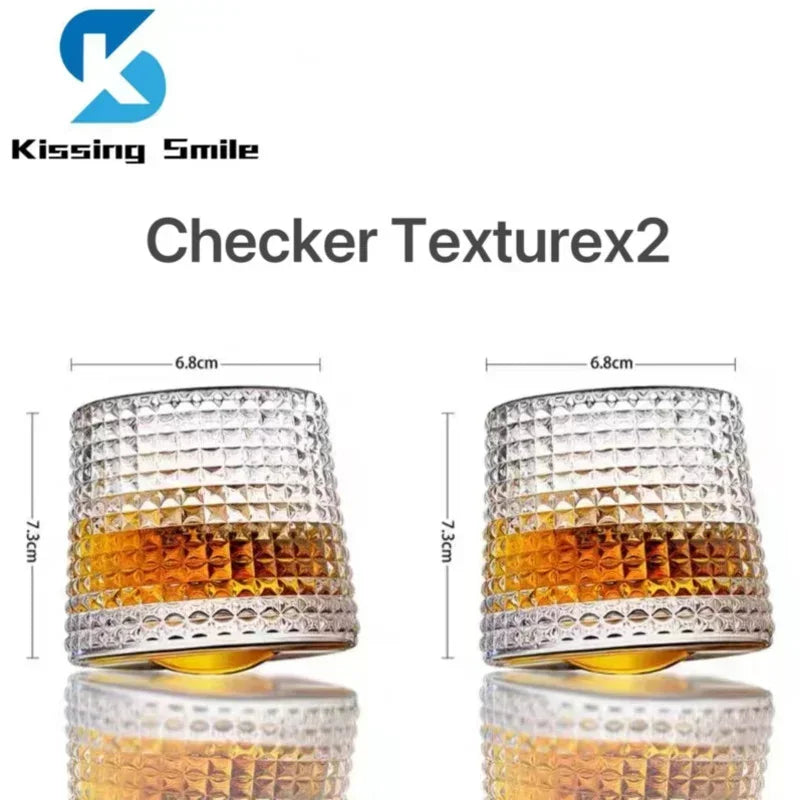 Creative Whiskey Glasses Durable Spinning Glassware Cocktails Wine Brandy Cup Water Juice Tea Mug Party Drinking Glass Tumbler